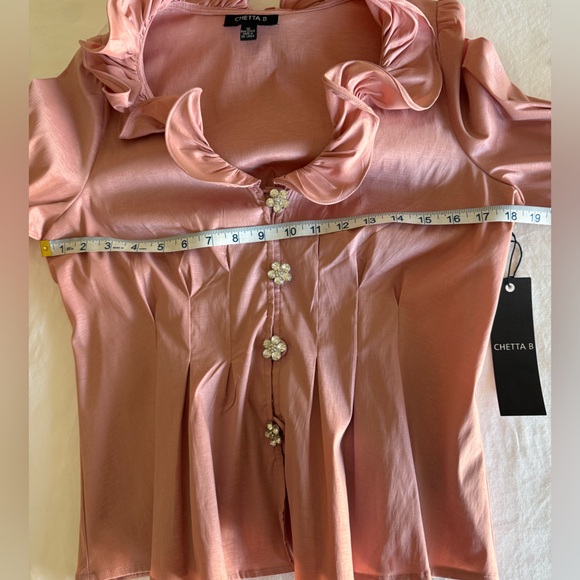 NWT CHETTA B Blush Ruffle Button-Up - Size 12 - Picture 6 of 6